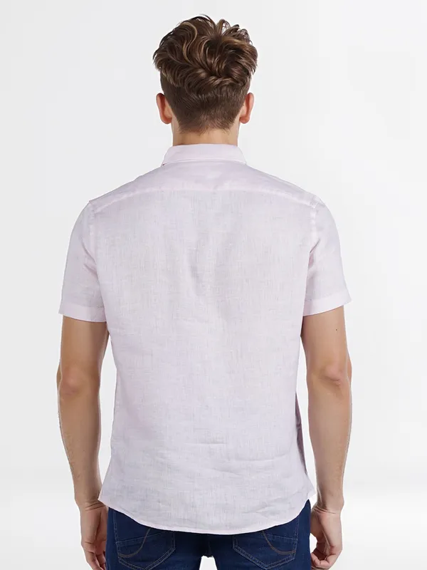 CELIO light pink linen shirt in plain