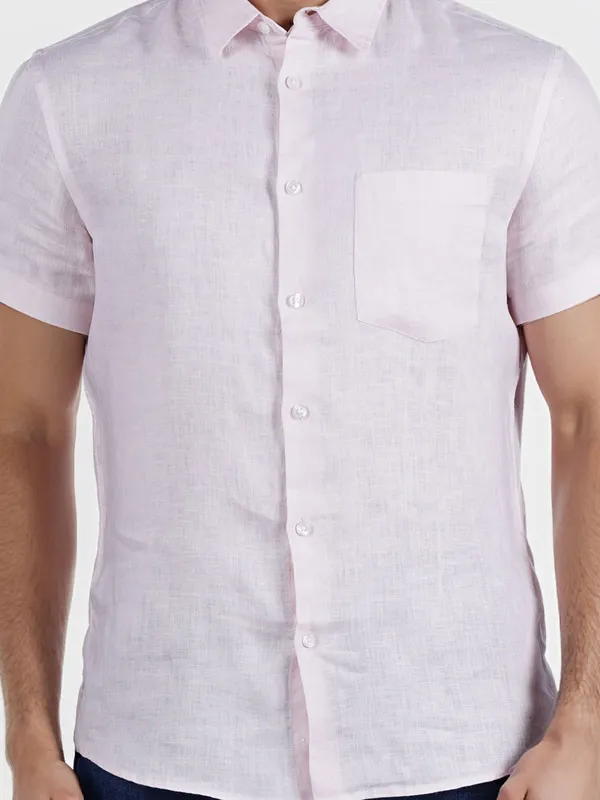CELIO light pink linen shirt in plain