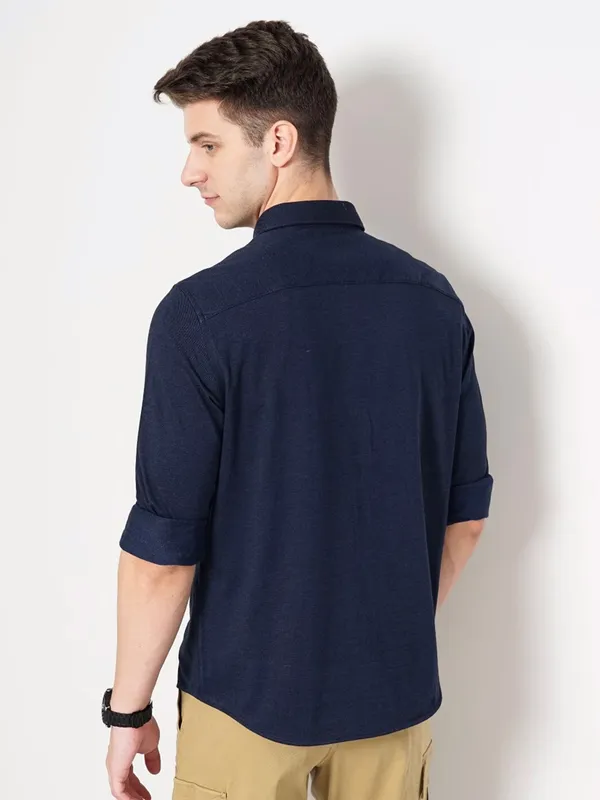 Celio navy plain cotton shirt