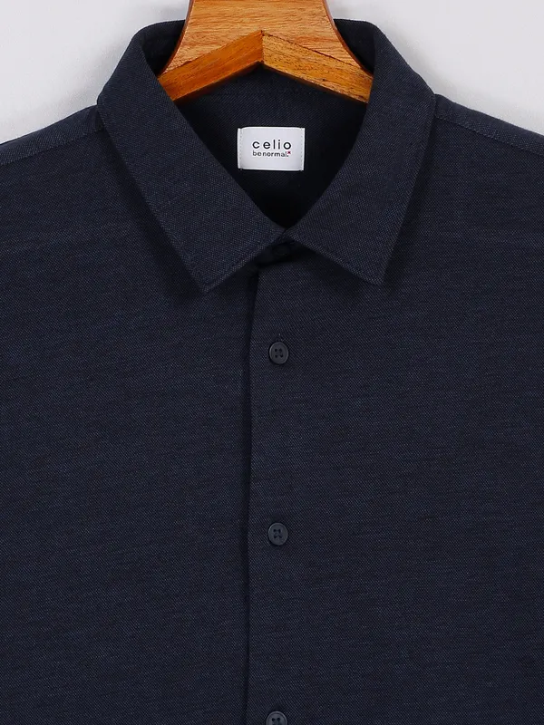 Celio navy slim fit cotton shirt