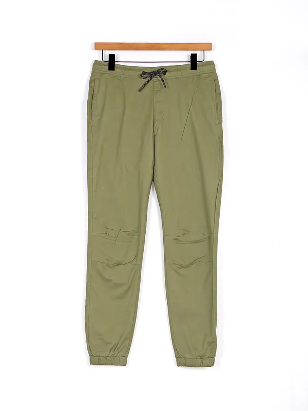 Celio olive cotton track pant