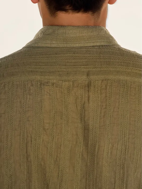 CELIO olive embroideried cotton shirt