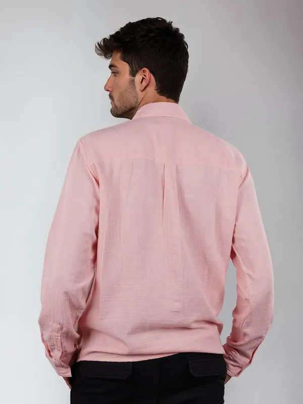 CELIO pink 2 pockets cotton shirt