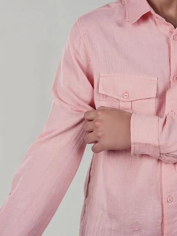 CELIO pink 2 pockets cotton shirt