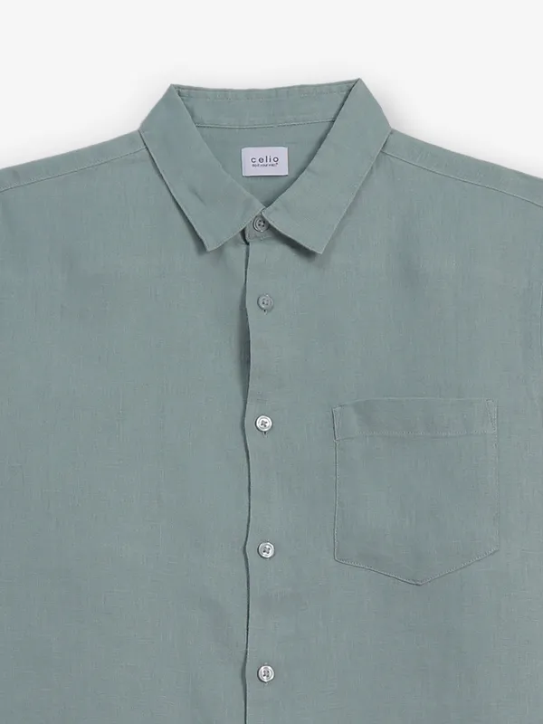CELIO plain mint green cotton shirt
