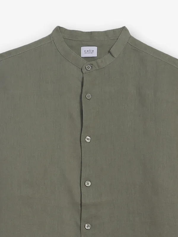 CELIO plain olive cotton shirt