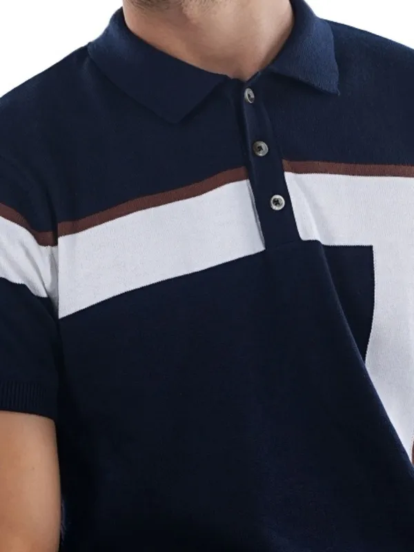 CELIO printed dark blue polo t-shirt for men