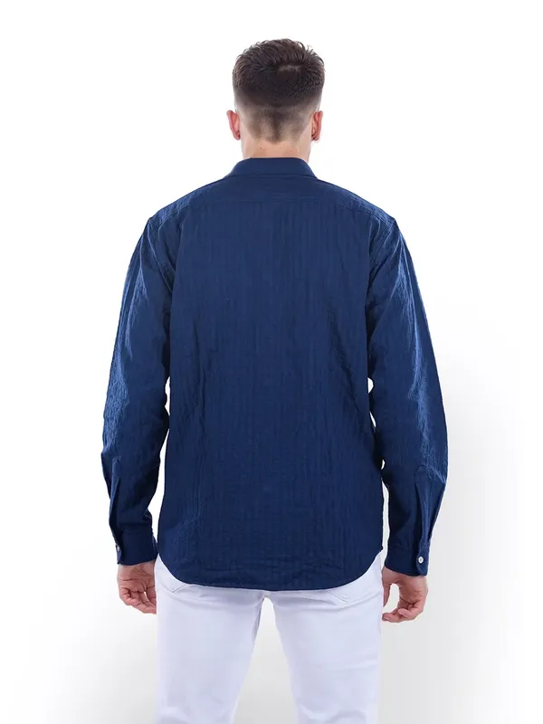 CELIO royal blue embroideried cotton shirt