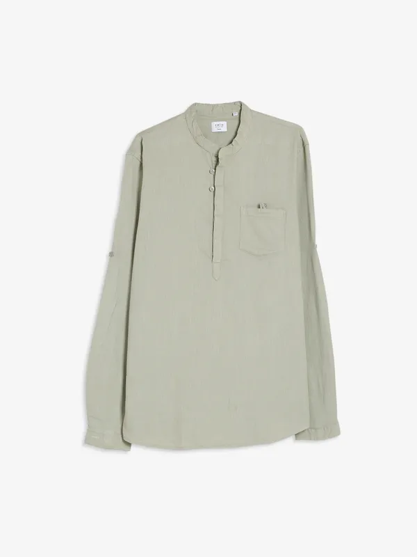 Celio sage green plain shirt