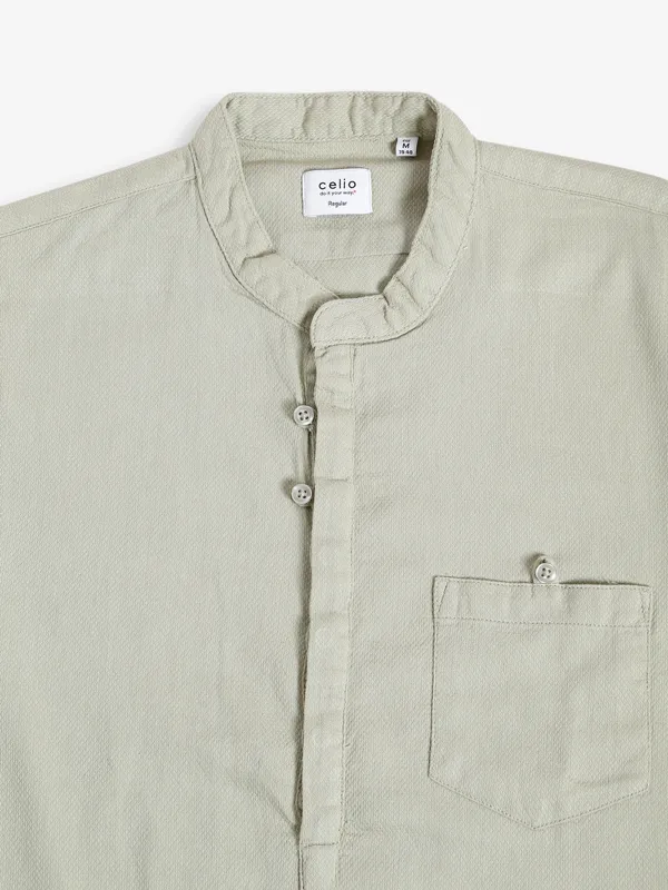 Celio sage green plain shirt