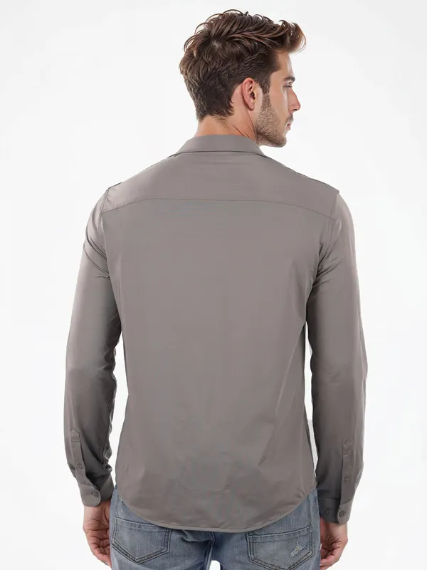 CELIO solid grey casual shirt