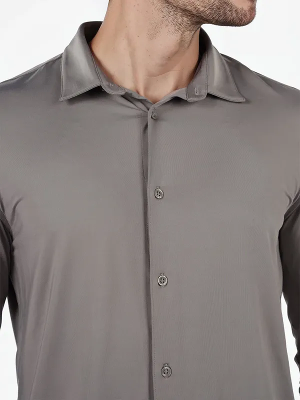 CELIO solid grey casual shirt