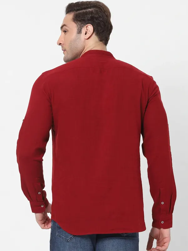 Celio solid red casual wear shirt