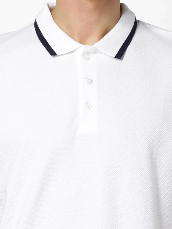Celio solid white slim fir cotton t-shirt