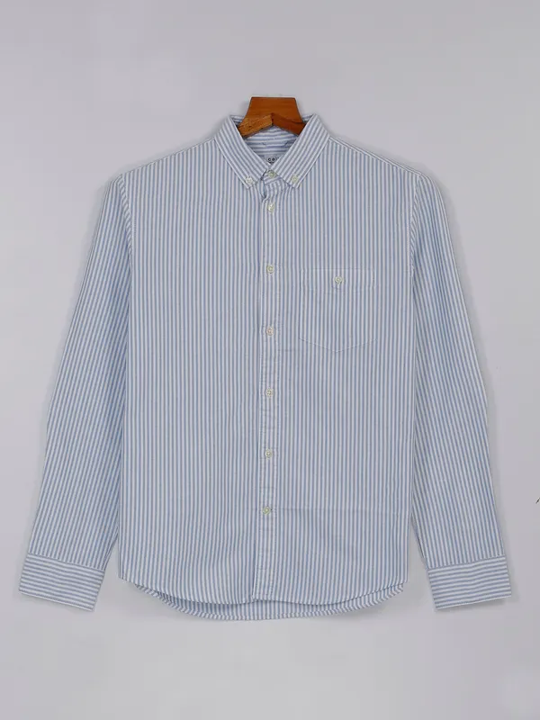 Celio stripe cotton blue shirt in regular fit