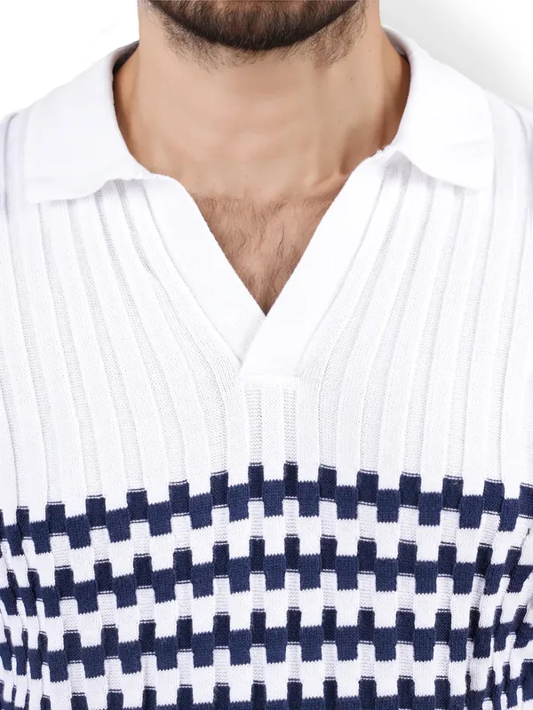 CELIO striped navy cotton slim fit mens t-shirt