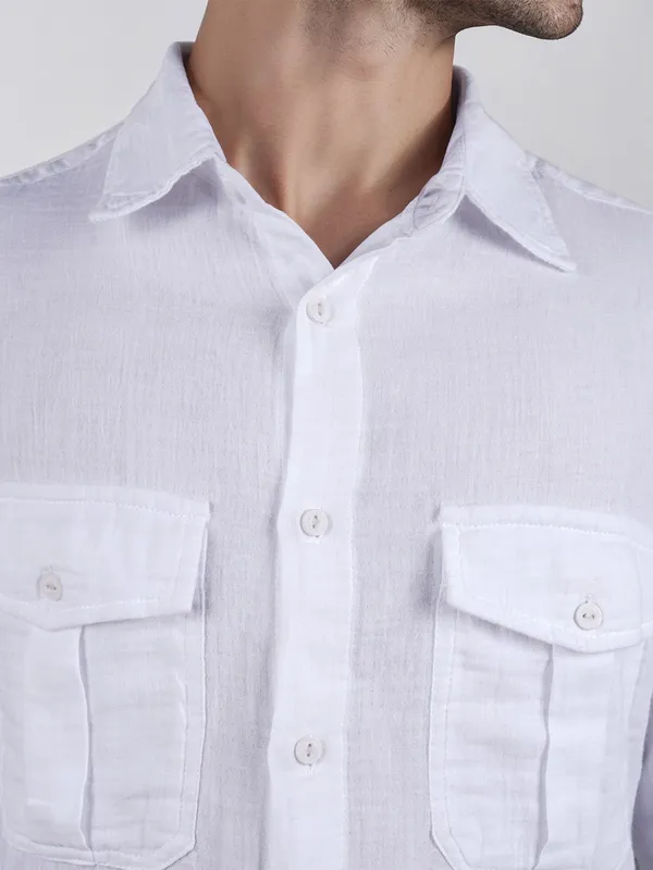 CELIO white 2 pockets cotton shirt