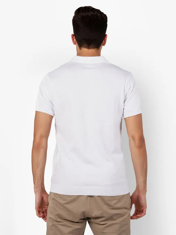 CELIO white and green striped polo t-shirt