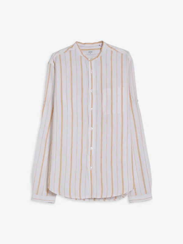 Celio white and yellow stripe shirt