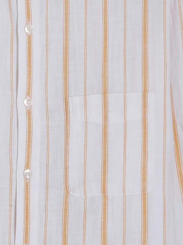 Celio white and yellow stripe shirt