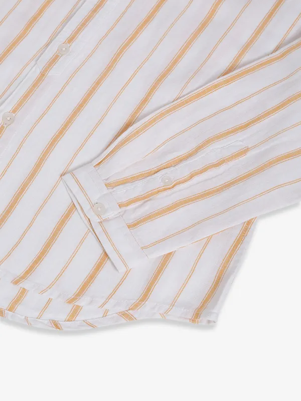 Celio white and yellow stripe shirt
