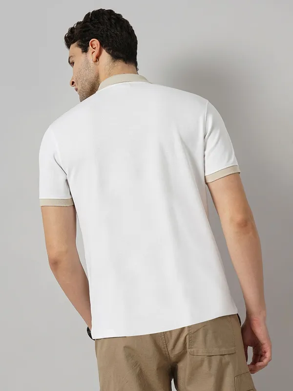 Celio white cotton plain t-shirt
