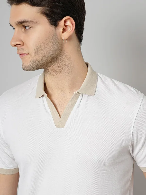Celio white cotton plain t-shirt