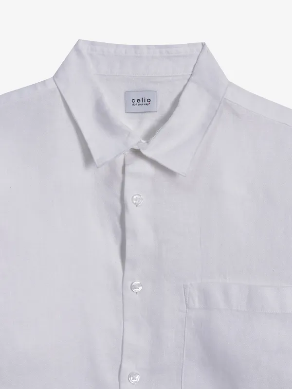 CELIO white cotton slim fit shirt
