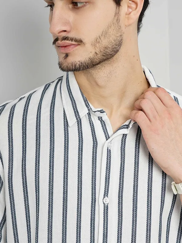 Celio white cotton stripe shirt