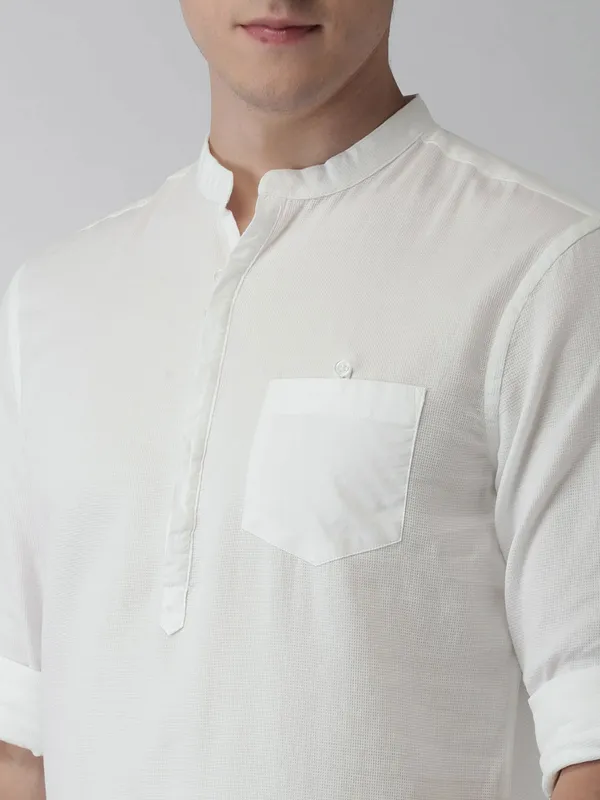 Celio white solid cotton shirt