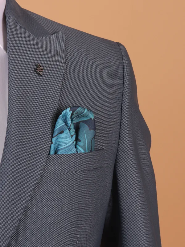 Charcoal black brocade coat suit for men