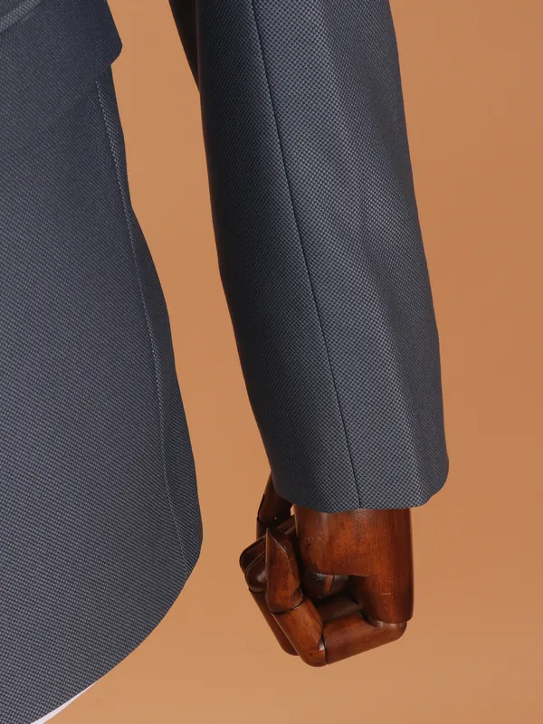 Charcoal black brocade coat suit for men
