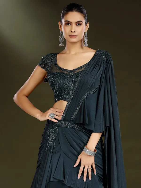 Charcoal black lycra designer lehenga choli for part wear