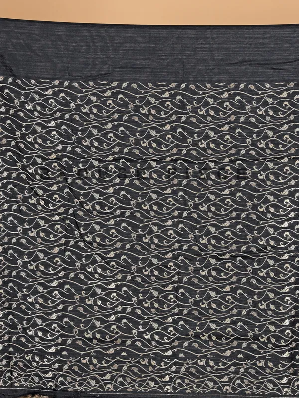 Charcoal black semi silk saree for festival