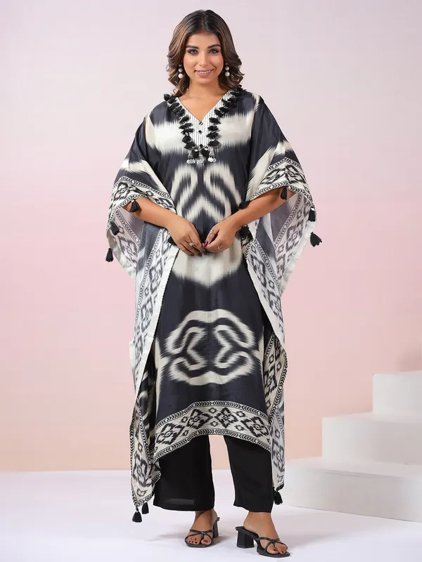 Charcoal black silk kurti set for festival