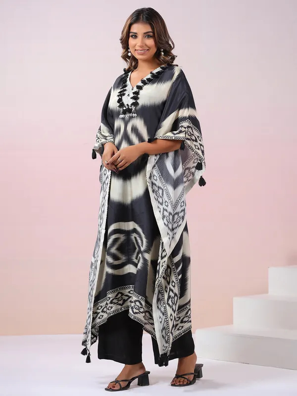 Charcoal black silk kurti set for festival
