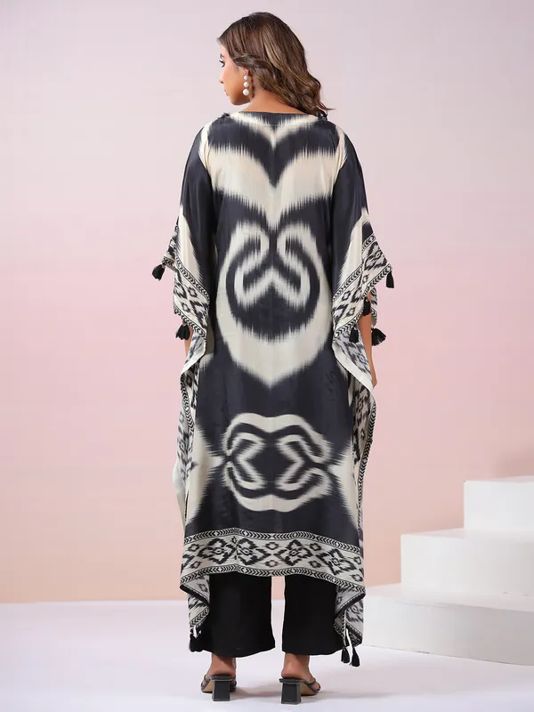 Charcoal black silk kurti set for festival