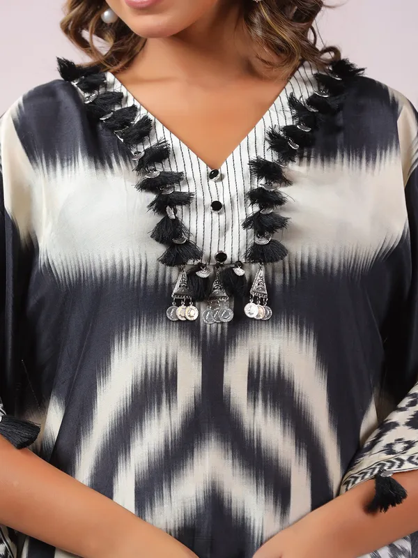 Charcoal black silk kurti set for festival