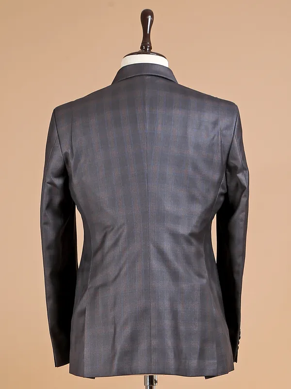 Charcoal grey checks terry rayon coat suit