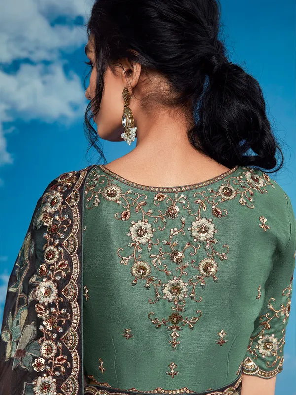 Charcol embroidery braso saree
