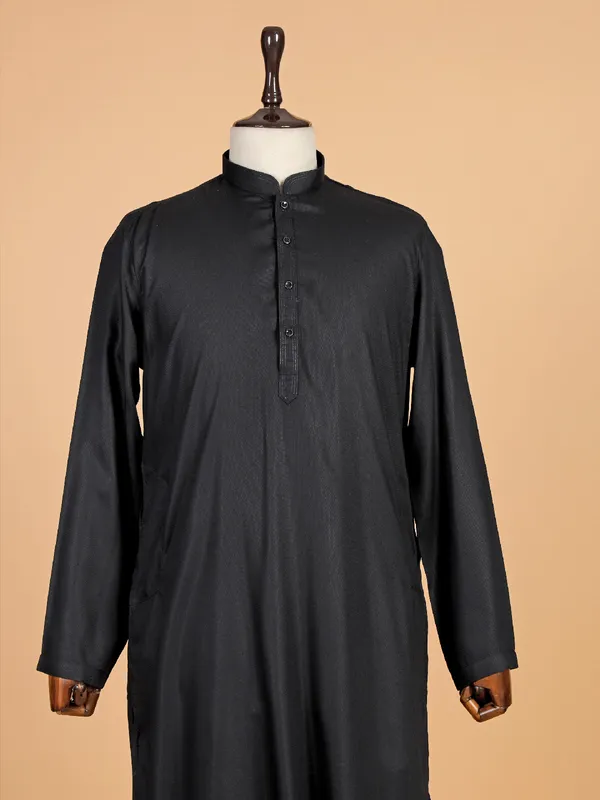 Charming black cotton kurta suit