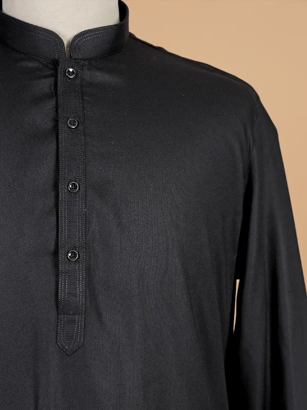 Charming black cotton kurta suit