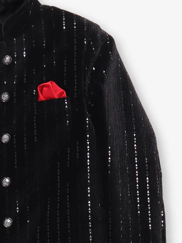 Charming black silk indowestern for boys