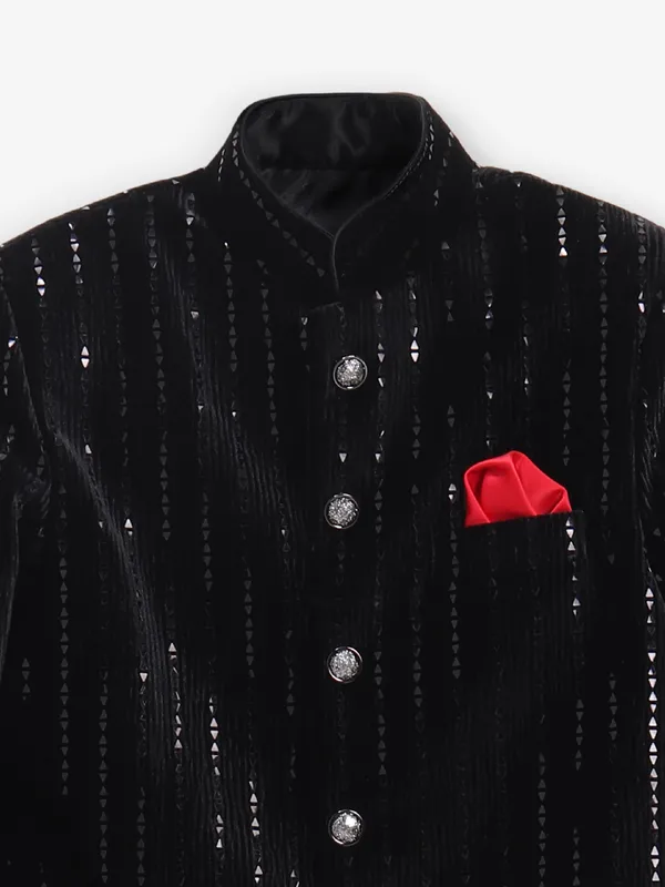Charming black silk indowestern for boys