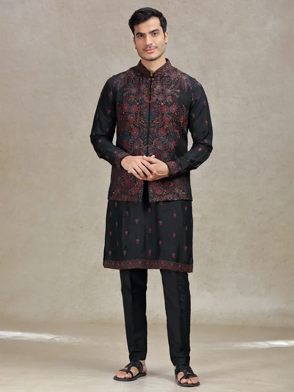 Charming black waistcoat ensemble for special gatherings