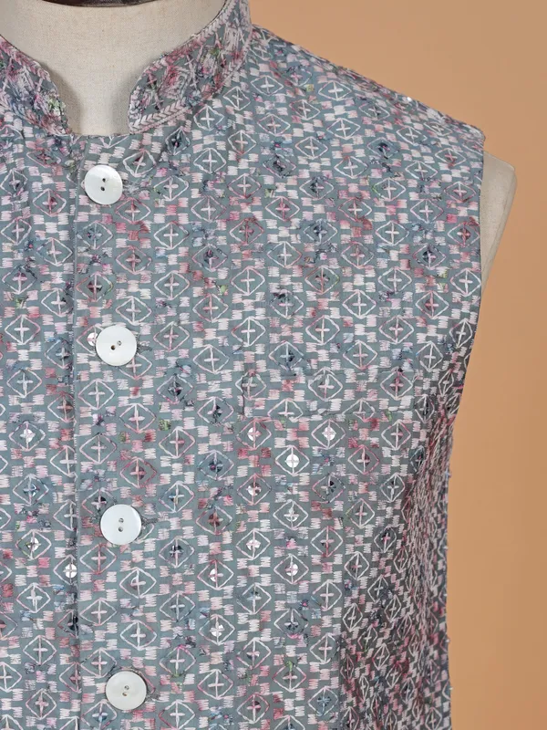 Charming cotton grey waistcoat with print