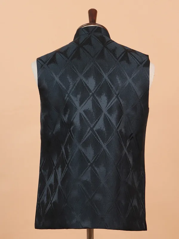 Charming cotton silk black waistcoat for men