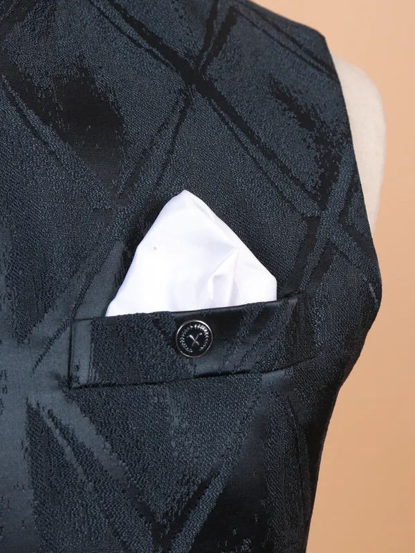 Charming cotton silk black waistcoat for men