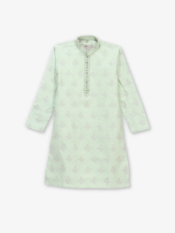 Charming cotton silk pista kurta set for boys