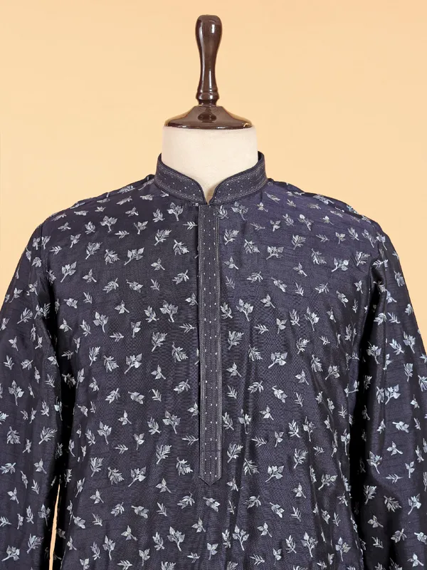 Charming dark purple cotton silk kurta suit